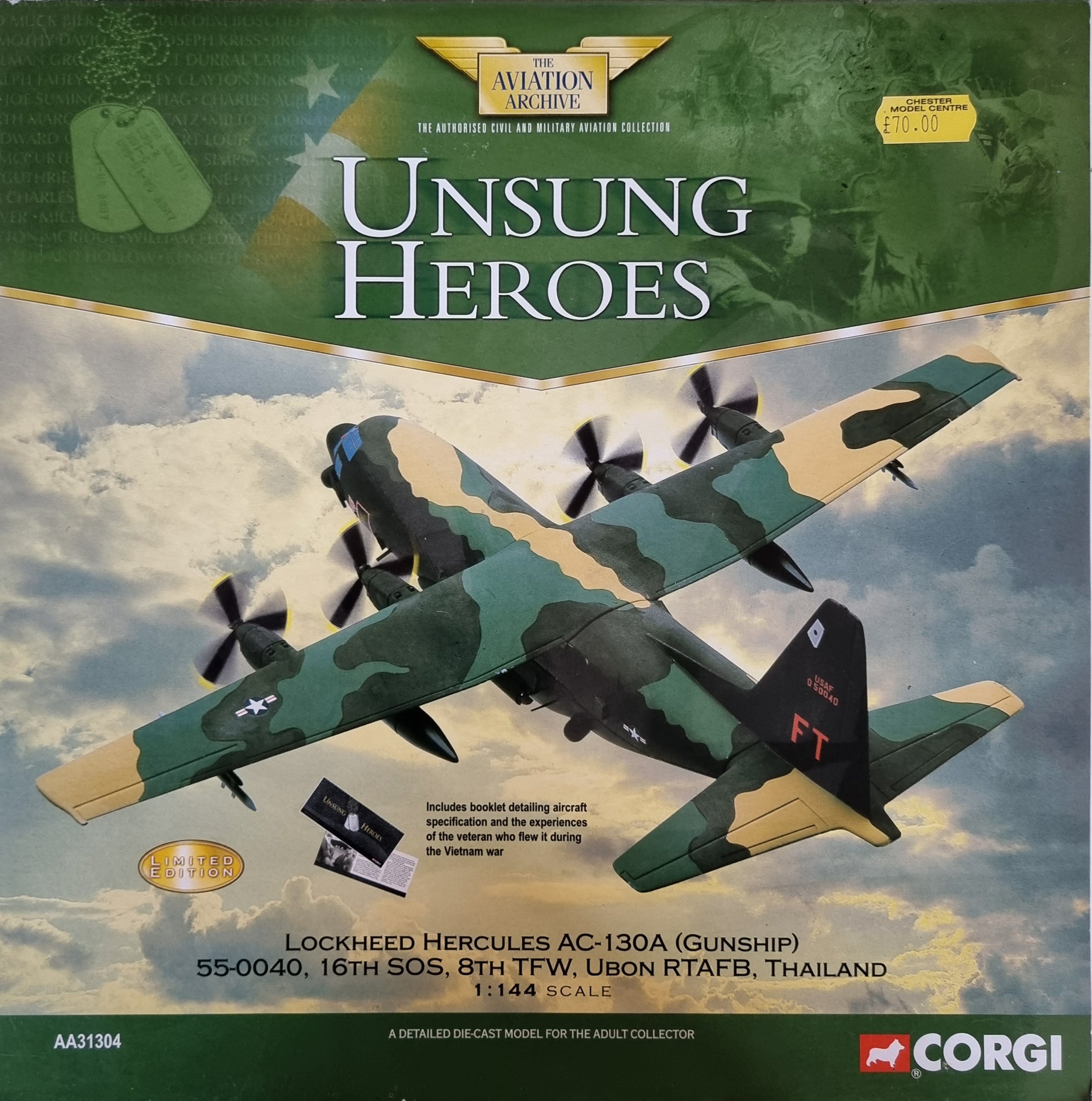 Corgi The Aviation Archive AA31304 1:144 Lockheed Hercules AC-130A (Gu