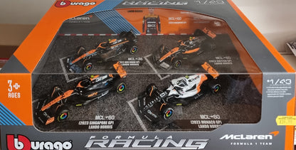 Bburago F1 Lando Norris McLaren Formula 1 Team - 4 x Car set