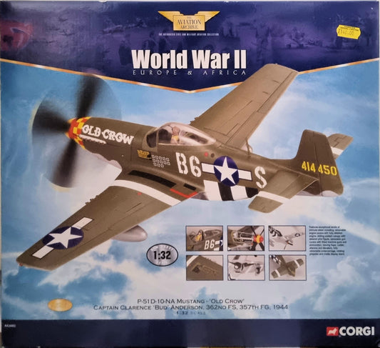 Corgi AA34402 North American P-51D Mustang Diecast Model USAAF 357th FG, 362nd FS, #44-14450 'Old Crow', Bud Anderson - Chester Model Centre