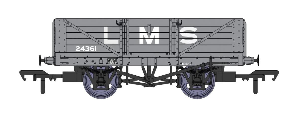 Rapido 937001 OO Gauge 5 PLANK WAGON (DIAGRAM 1666) LMS GREY 24361 - Chester Model Centre