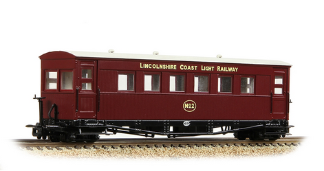 Bachmann Narrow Gauge 394-028 Gloucester Bogie Coach Lincolnshire Coast L.R. Maroon